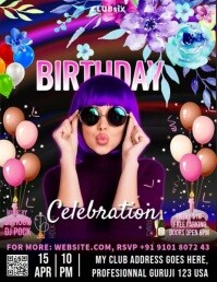 Black Maximalist Birthday Night  Flyer (us Letter) template