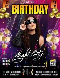 Black Maximalist Birthday Night  Flyer (us Letter) template