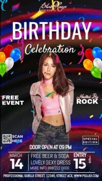 Black Maximalist Birthday Night Party Instagram Story template