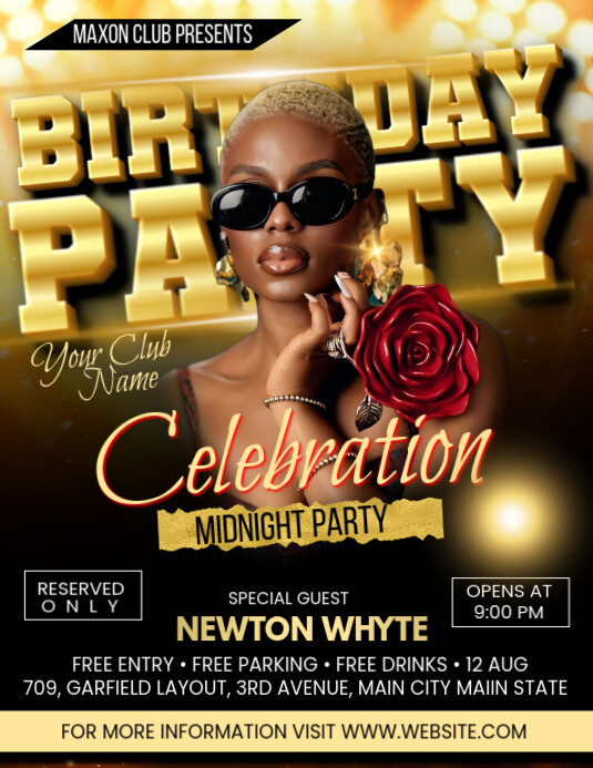 Black Maximalist Birthday Party Celebration  Flyer (us Letter) template