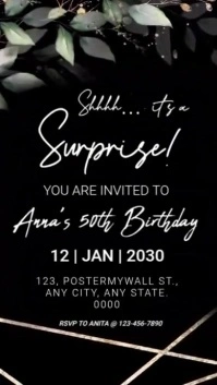 Black Maximalist Birthday Party Invitation Digital Display (9:16) template