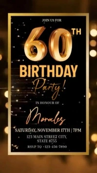 Black Maximalist Birthday Party Invitation  Tiktok Video template