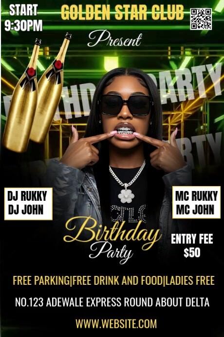 Black Maximalist Birthday Party Video  Poster Plakat template