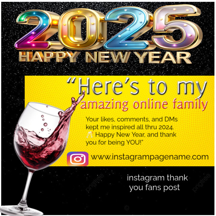 Black Maximalist Black 2025 Happy New Year Instagram Post Template ...