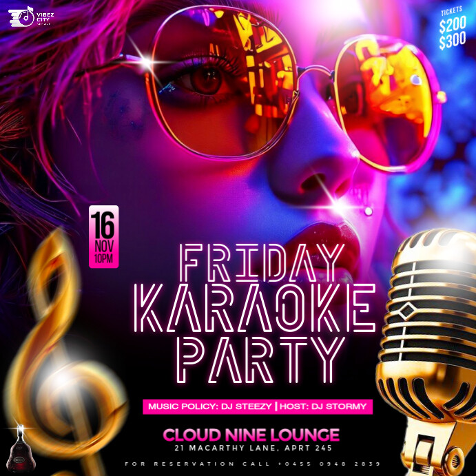 Black Maximalist Black 3d Karaoke Night Party Event Flyer A4 Publicação no Instagram template