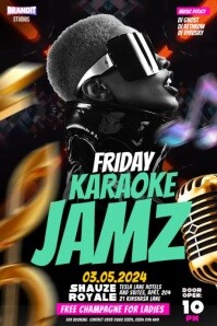 Black Maximalist Black 3d Karaoke Party A4 Party Flyer Video Poster Affiche template