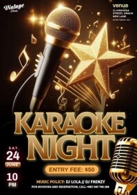 Black Maximalist Black 3d Karaoke Party Event Flyer A4 template