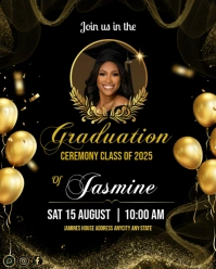 Black Maximalist Black And Gold Class Of 2025 Graduation Party Invitation Template Instagram Portrai