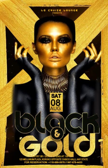 Black Maximalist Black And Gold Party Half Page Wide Полстраницы широкого формата template