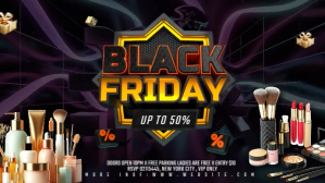 Black Maximalist Black Friday Beauty Sale Promo – Cosmetics & Makeup Discount Video Digital Display Цифровой дисплей (16 : 9) template