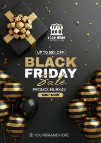 Black Maximalist Black Friday Flyer  A5 template