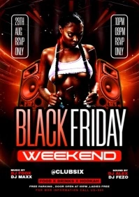 Black Maximalist Black Friday Night Party A4 template