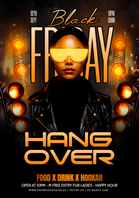 Black Maximalist Black Friday Party A4 Template | PosterMyWall