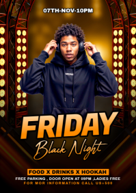 Black Maximalist Black Friday Party Flyer A4 template