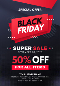 Black Maximalist Black Friday Sale A4 template