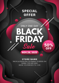 Black Maximalist Black Friday Sale A4 template