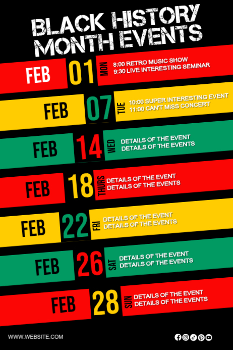 Black Maximalist Black History Month Events Poster Template | PosterMyWall