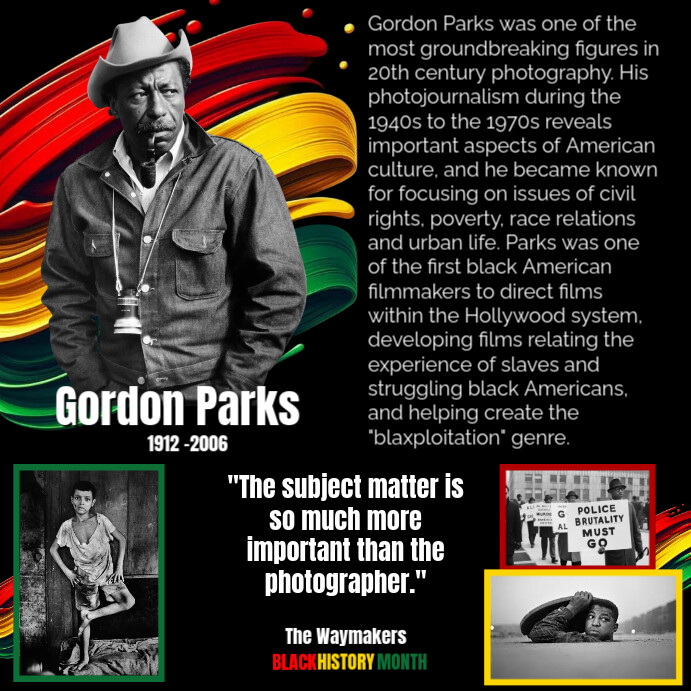 Black Maximalist Black History Month Gordon Parks Instagram Post template