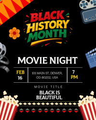 Black Maximalist Black History Month Movie Night Flyer Template - Customizable Cultural Film Screeni Instagram Portrait