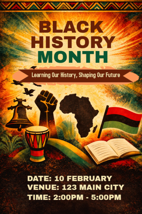 Black Maximalist Black History Month Poster Template | PosterMyWall