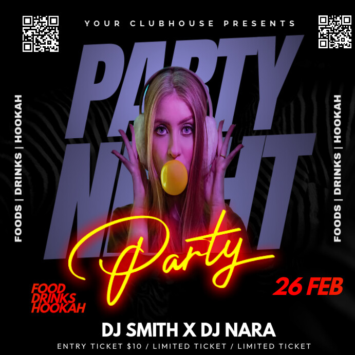 Black Maximalist Black Party Night Instagram Post Template | PosterMyWall