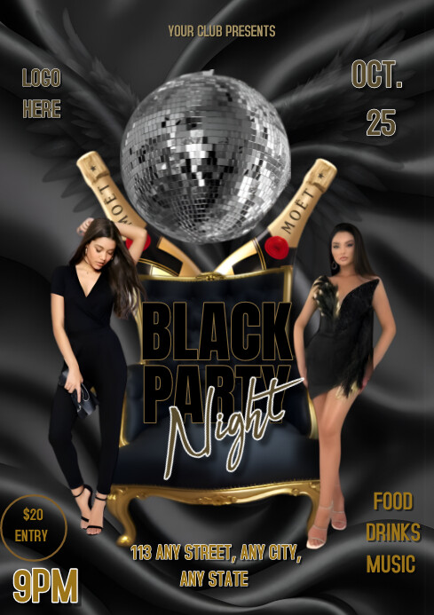 Black Maximalist Black Party Template A4 | PosterMyWall