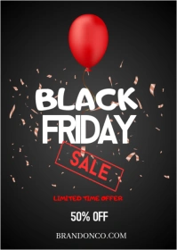 Black Maximalist Black Red Simple Online Sale Black Friday Instagram Post A6 template