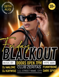 Black Maximalist Blackout Night Party  Flyer (us Letter) template