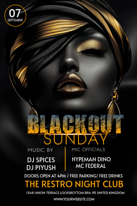 Black Maximalist Blackout Sunday Poster Template | PosterMyWall