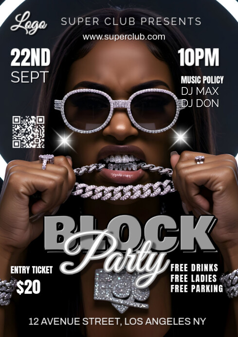 Plantilla de Black Maximalist Block Party A4 | PosterMyWall