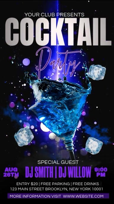 Black Maximalist Blue-cocktail-promotion-ad- Instagram Story Template ...
