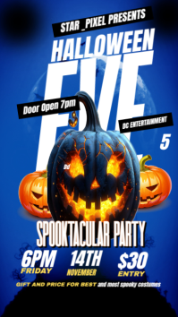 Black Maximalist Blue  Halloween eve Digital Display (9:16) template
