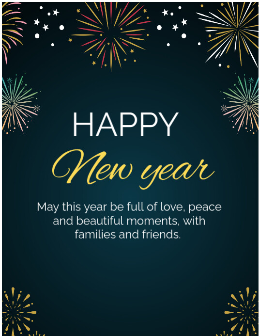 Copy of Black Maximalist Blue Modern Happy New Year Flyer Flyer (us ...