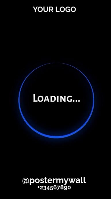 Black Maximalist Blue Neon Loading Spin Digital Display (9:16) template