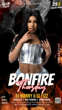 Black Maximalist Bonfire And Party Flyer Inst Instagram 快拍 template