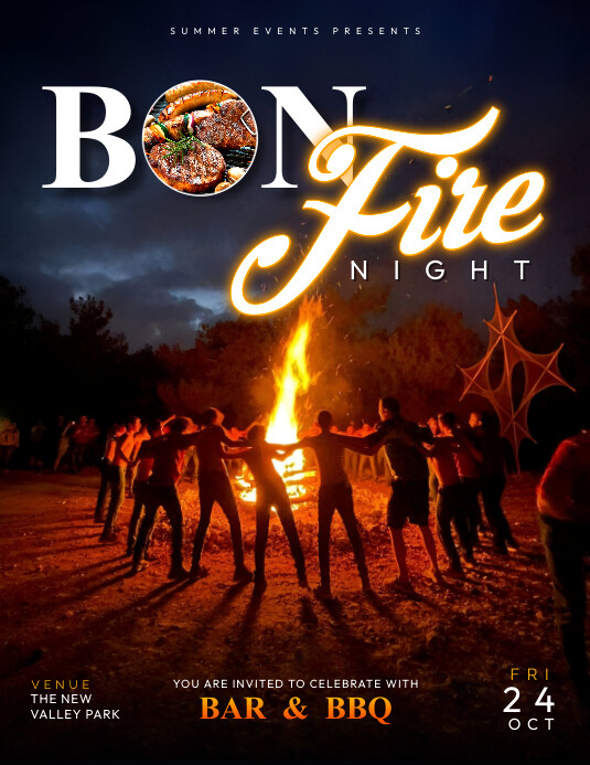 Black Maximalist Bonfire Invitation Flyer Tem Template PosterMyWall