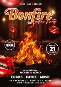 Black Maximalist Bonfire Ladies Party  A4 template