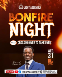Black Maximalist Bonfire Night Church Flyer  Instagram Portrait template