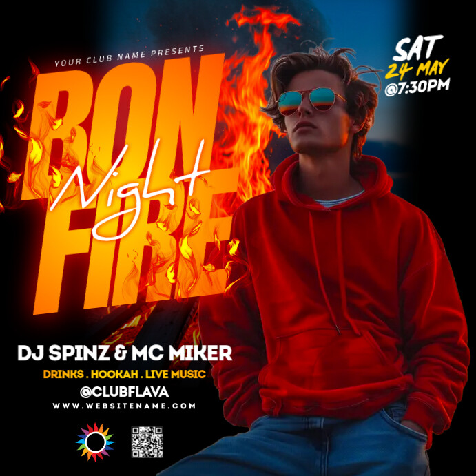 Black Maximalist Bonfire Night Instagram Post Template | PosterMyWall