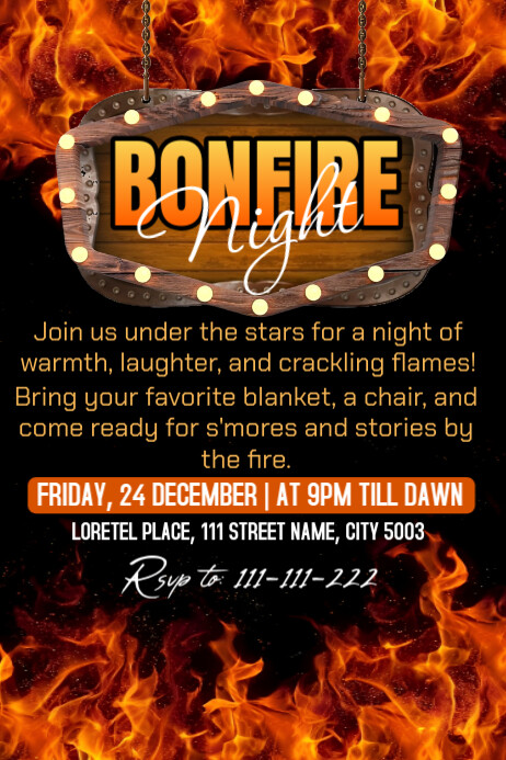 Plantilla de Black Maximalist Bonfire Night Poster | PosterMyWall