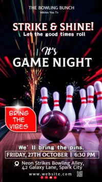 Black Maximalist Bowling Game Night Instagram Story template