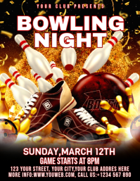 Black Maximalist Bowling Night Flyer Flyer (us Letter) template