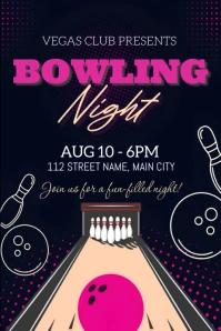Black Maximalist Bowling Night  Poster template
