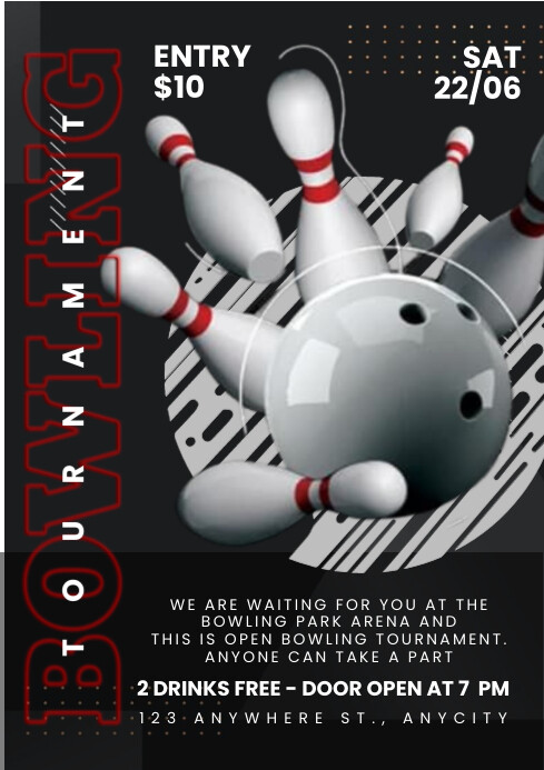 Black Maximalist Bowling Tournament A4 template
