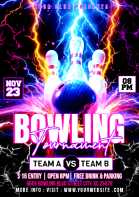 Black Maximalist Bowling Tournament Flyer A1 template