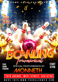 Black Bowling Tournament A3 Template