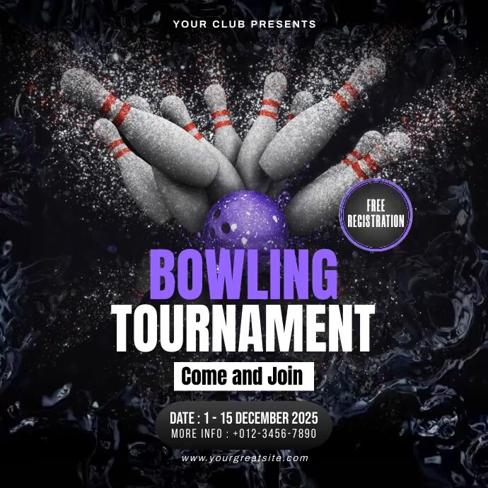 Black Maximalist Bowling Tournament Square (1 Kwadrat (1:1) template