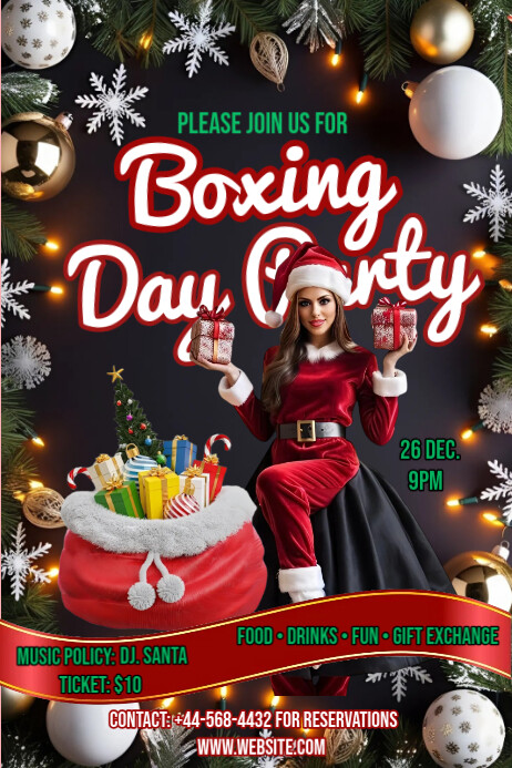 Black Maximalist Boxing Day Design Template  Poster
