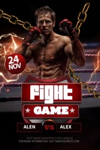 Black Maximalist Boxing Fight Game Poster template