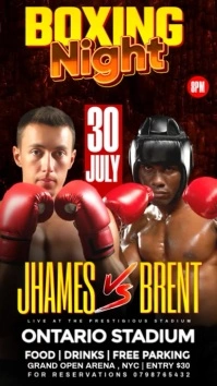 Black Maximalist Boxing Fight Night Video  Digital Display (9:16) template